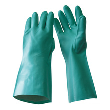 NMSAFETY long cuff safety Geen Nitrile Chemical Gloves EN 374 & EN 388